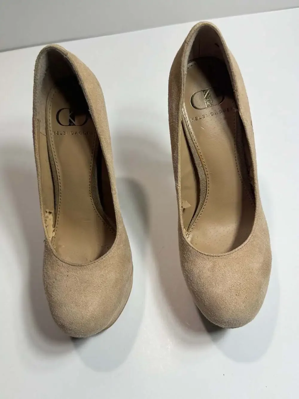 Kelsi Dagger Abrielle Natural Suede Platform High Heels Size 6M